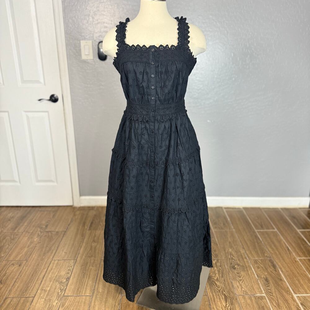 Gap × DÔEN Eyelet Midi Dress, Black, S 715471